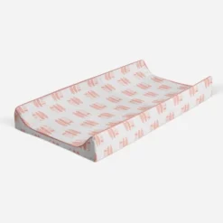 Bacati - Olivia Coral Feathers Quilted Muslin Changing Pad Cover -Bacati GUEST eaf8d48a 9463 4c92 bebb 1df2e2c0b4be
