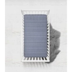 Bacati - Navy Triangles Muslin 100 Percent Cotton Universal Baby US Standard Crib Or Toddler Bed Fitted Sheet -Bacati GUEST ebd87786 5cd1 45d3 9d99 c6e0c9172edc