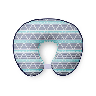 Bacati - 3 Pc Liam Aztec Aqua/Navy Large Triangles Muslin Hugster Feeding & Infant Support Nursing Pillow With 2 Removable Zippered Covers 3 Bacati - 3 Pc Liam Aztec Aqua/Navy Large Triangles Muslin Hugster Feeding & Infant Support Nursing Pillow With 2 Removable Zippered Covers