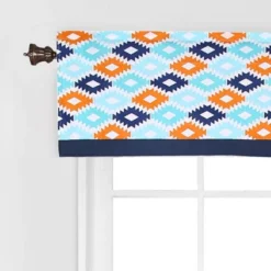 Bacati - Liam Aztec Print Aqua/Orange/Navy Window Valance -Bacati GUEST ed94dfec 73ce 4b39 a991 97d2b434bf10
