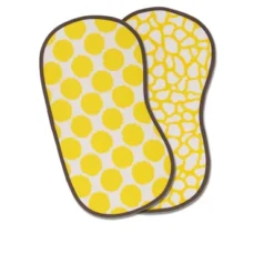 Bacati - Ikat Yellow/Gray Dots/Giraffe Muslin 4 Pc Set Of Bibs & Burp Cloths Set