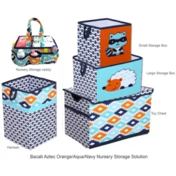 Bacati - Aztec Design Aqua/Orange/Navy Storage Caddy 12 Bacati - Aztec Design Aqua/Orange/Navy Storage Caddy -Bacati GUEST f0516361 f927 4e32 b390 95ef77e17769