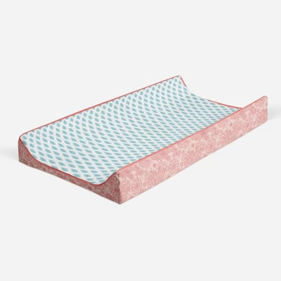 Bacati - Sophia Paisley Aqua Leaves Changing Pad Cover 8 Bacati - Sophia Paisley Aqua Leaves Changing Pad Cover - Image 6