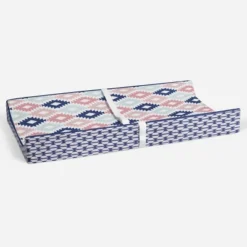 Bacati - Emma Printed Kilim Coral/Mint/Navy Quilted Changing Pad Cover -Bacati GUEST f2700e3c 5f8e 440e acc8 a9494de1ef82