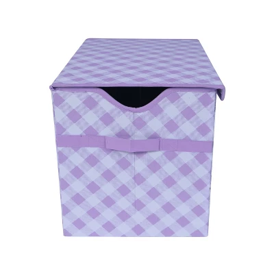 Bacati - Watercolor Floral Purple/Gray Fabric Storage Toy Chest 4 Bacati - Watercolor Floral Purple/Gray Fabric Storage Toy Chest - Image 2