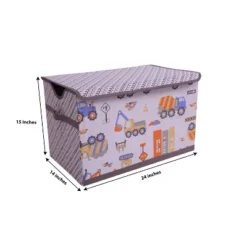 Bacati - Construction Multicolor Boys Cotton Storage Toy Chest
