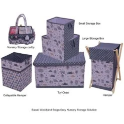 Bacati - Woodlands Gray/Beige Neutral Cotton Storage Toy Chest -Bacati GUEST f6fa2d78 89f8 4b03 af5b 7e5517dc6002