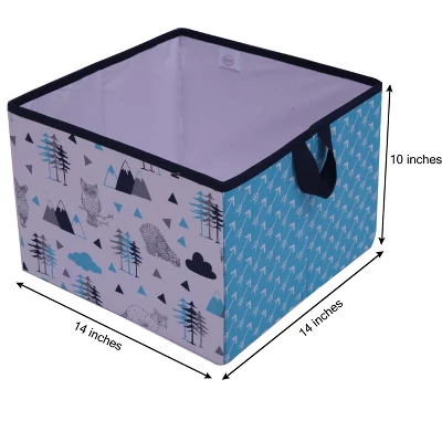 Bacati - Woodlands Aqua/Navy/Gray Boys Cotton Storage Box Large 5 Bacati - Woodlands Aqua/Navy/Gray Boys Cotton Storage Box Large - Image 3