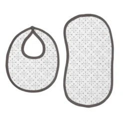 Bacati - Love/Hearts Muslin 4 Pc Set Of Bibs & Burp Cloths Set, Gray -Bacati GUEST fa0af555 e3d3 4ce9 a8c1 e7fc19d5e3e8