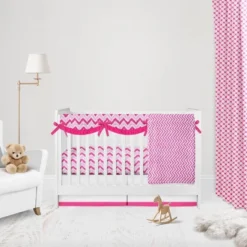 Bacati - Mix N Match Chevron/Dots Long Crib Rail Guard Cover Pink -Bacati GUEST fb37c193 47bd 4284 8f49 1d268c0afec8