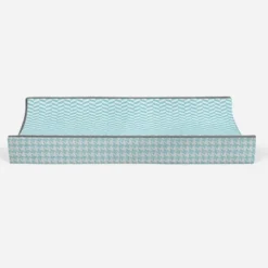 Bacati - Herringbone Quilted Muslin Changing Pad Cover Aqua -Bacati GUEST fc939b82 aa1f 4959 96f6 1abc5a5b3ad0