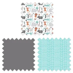 Bacati - Jungle Safari Aqua Orange Gray 4 Pc Cotton Crib Bedding Set With Diaper Caddy -Bacati GUEST fd5eaec1 ac74 443a b360 1e8df1322248
