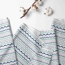 Bacati - Noah Garland Mint/Navy Cotton Printed Single Window Curtain Panel