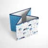 Bacati - Woodlands Aqua/Navy/Gray Boys Cotton Storage Box Small