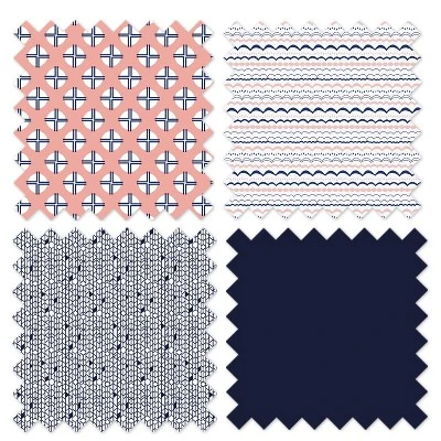 Bacati - Olivia Crib Rail Guard Covers Set Of 2 Coral/Navy 5 Bacati - Olivia Crib Rail Guard Covers Set Of 2 Coral/Navy - Image 3